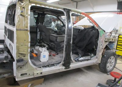 Ford F-150 Collision Repair | Before, Close up of passenger side with panels removed