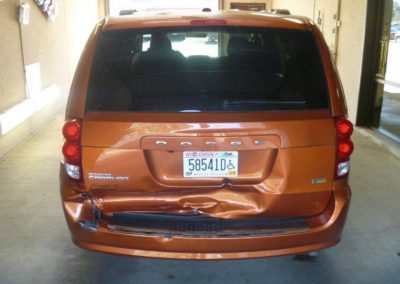 Dodge Caravan Collision Repair - Before, rear 2
