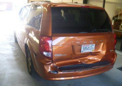 Dodge Caravan Collision Repair - Before, rear